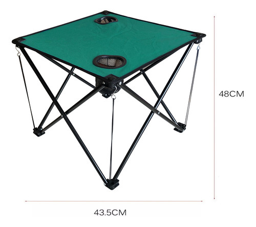 Imagen 5 de 10 de Mesa De Tela Plegable Con Portavasos Con Funda Verde Iael