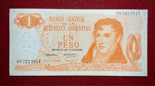 Billete 1 Peso Ley Argentina 1974 Bottero 2319 A F 2