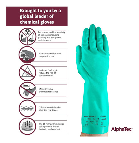 Ansell Alphatec Solvex 37-155 Producto Químico Industrial De