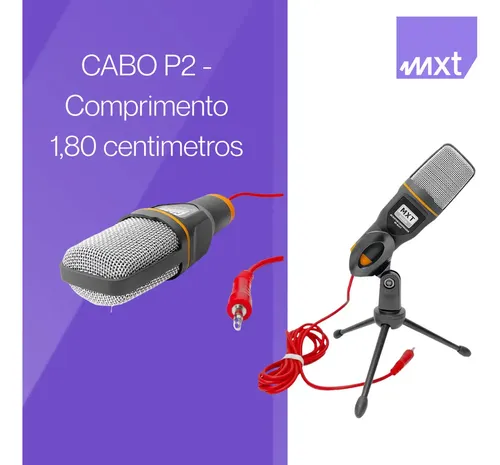 Microfone Condensador Com Tripé De Mesa Para Computador Cor Preto