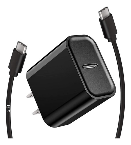 Cable Adaptador Tipo Bloque De Cargador Usb C [5 Pies/18 W]