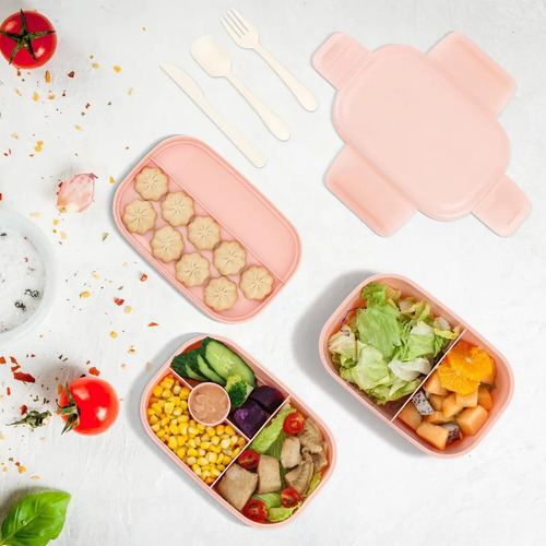 Box Lunch 3 Niveles Topper 1900ml Fiambrera Con Cubiertos