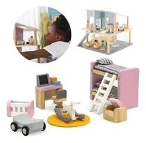 Comprar Casita De Muñecas De Madera Habitacion Completa Muebles