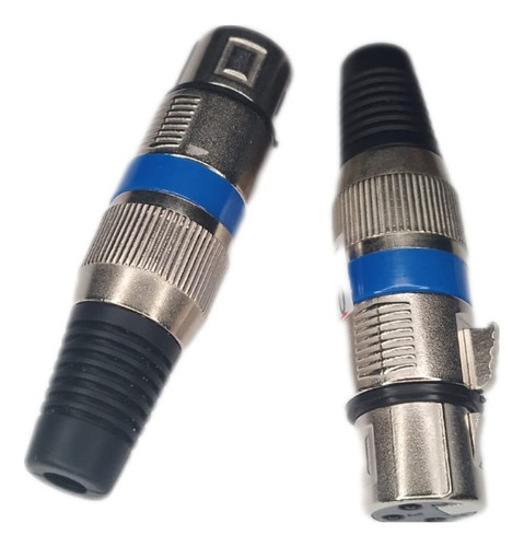 Kit 15 Plug P10 Conector + 10 Cannon Femea Azul