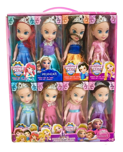 Kit Princesas Da Disney  8 Bonecas Com Acessórios Brinquedo 