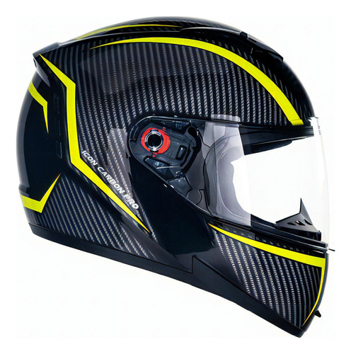 Capacete Moto Peels Icon Carbon Com Óculos Solar Interno Cor Preto Brilhante Amarelo Tamanho do capacete 58
