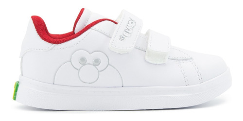 Tenis Niño Plaza Sésamo Velcro Elmo Color Blanco 15-17.5