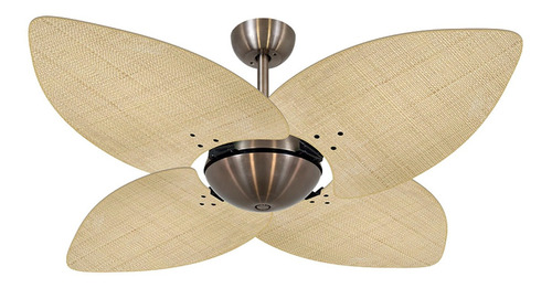 Ventilador de teto Volare Office Dunamis turbo bronze com 4 pás cor  rattan natural de  mdf, 120 cm de diâmetro 220 V