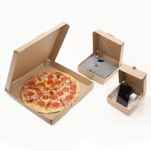 Imagen 1 de 7 de 50 Cajas Para Pizza 14x14x5cms Carton Microcorrugado Kraft
