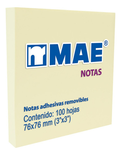Notas Adhesivas Mae Amarillo Pastel 3x3in 100 Hojas 12 P /v