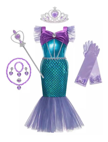 Maravilloso Disfraz Sirena Sirenita Con Accesorios Incluidos
