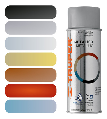Lata Pintura Spray Aerosol 400ml Color Metalico Secado Rapid