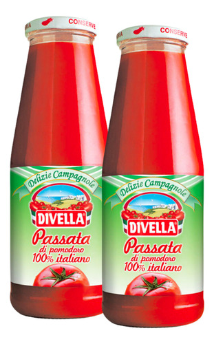 Passata Di Pomodori 100% Italiano Divella 680gr Pack X2