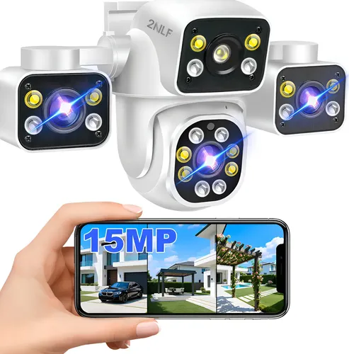 Câmera de Segurança Wi-Fi Externa 360° 15MP com 3 Lentes