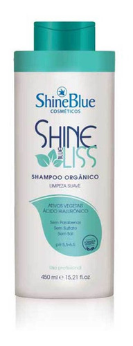 Shampoo Shine Blue Liss Selagem Orgânica Limpeza Suave 450ml