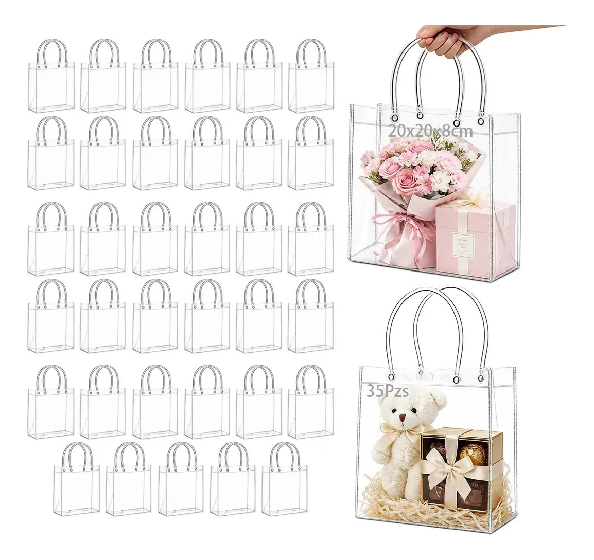 35 Bolsas Transparentes Para Dulces, Bolsas PVC Transparente Para Dulces Pasteles Postres Y Recuerdos Transparentes Y EcolĂłGicas Para Bodas Fiestas Y PastelerĂAs 20x20x8cm