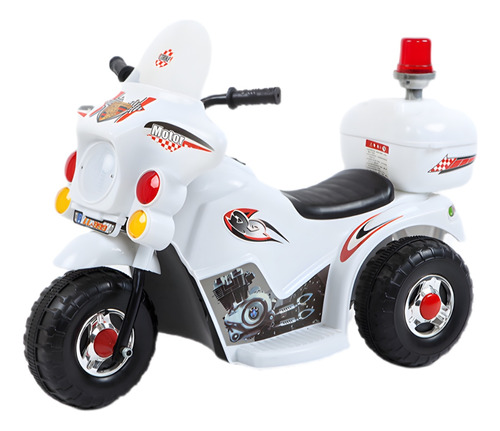 Mini Moto Elétrica Infantil A Bateria 6v Luz E Baú Policial