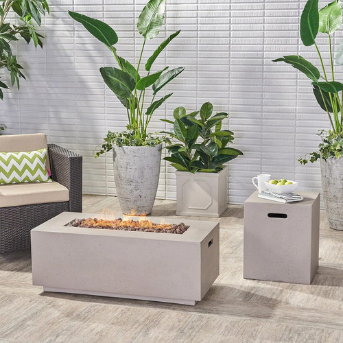 Fogata Rectangular De 102 Cm En Gris Claro