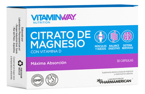 Vitamin Way Kit X2 Cajas Citrato De Magnesio Vitamina D X30