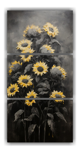 45x90cm Cuadro Tela Canvas Cocina Girasoles Negros Flores