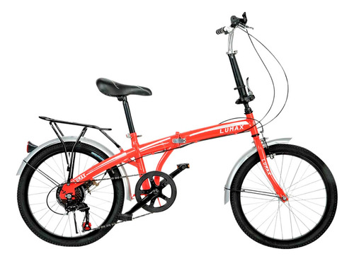 Bicicleta Plegable Lumax 7 Cambios Parrilla Trasera Roja