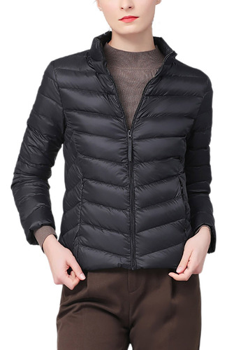 Chaqueta Moderna Para Mujer Con Cuello Alto Y Cremallera Par