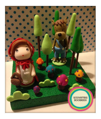 Adorno De Torta  Caperucita Roja + Lobo + Deco Bosque! Combo