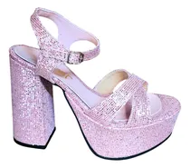 Comprar Sandalias De Fiesta Rosa Glow Plataforma Sandalias 38