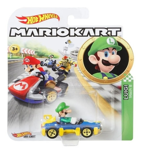 Luigi Hot Wheels Mario Kart Edición Limitada Color Azul Marino