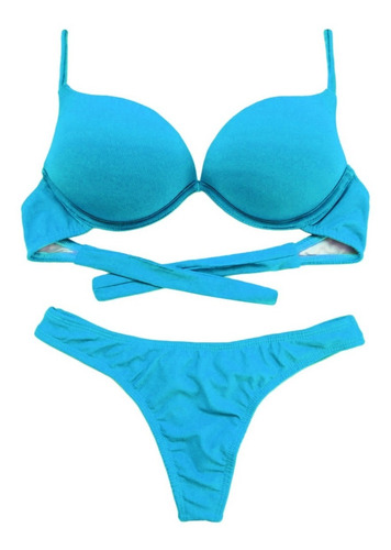 Conjunto Biquíni Bojo Turbo Push Up 3d Aumentax - Cor Lisa