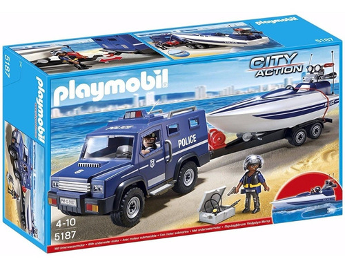 Playmobil Coche De Policia Con Lancha 5187 City Action Edu F