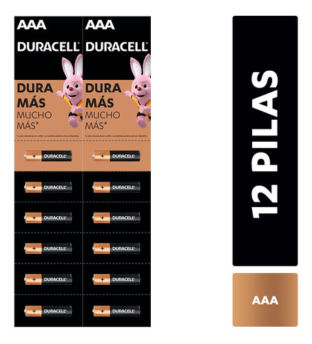 Pack 12 Pilas Alcalinas Aaa Duracell Tira