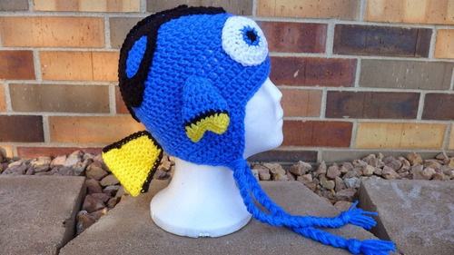 Imagem 2 de 5 de Touca Nemo Ou Touca Procurando Dory Em Crochê - Gorro Bone
