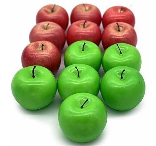 Manzanas Artificiales - Frutas Para Decoracion 7rojo-6verde