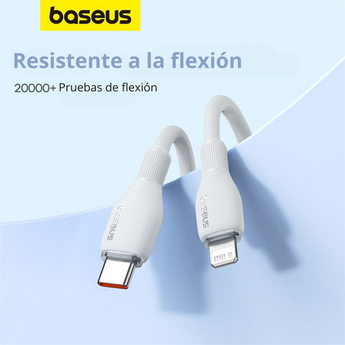 Baseus Cable Tipo C-ip 1.2 Metros 20w P10355701221-b1 Color Blanco Carga Rápida Material Flexible Y Resistente 50% De Pila En 30min Cargador Para iPhone