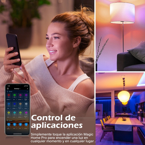 Imagen 4 de 9 de Foco Inteligentes Wifi Rgbcw 10w Para Alexa Google Assistant