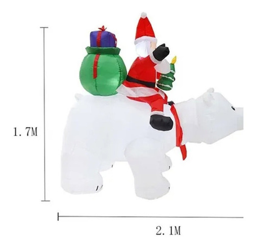 Oso Polar Y Santa Claus Inflable De 6.5 Pies Con Luces LED Para Navidad Decorar 