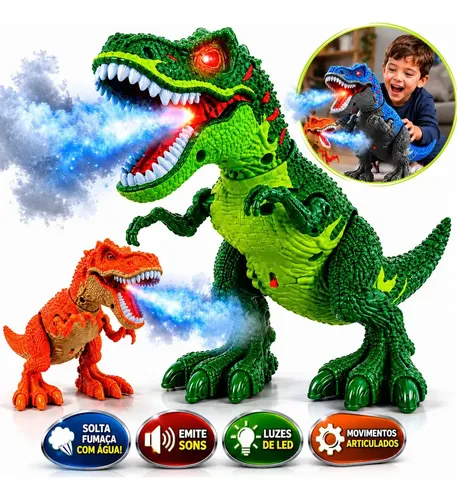 Dinossauro T-Rex com Fumaça, Som e Luz