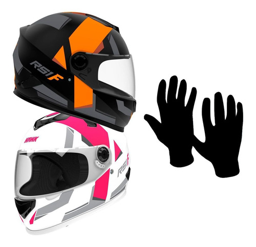 Casco Integral Hawk Rs1 F + Guantes Primera Piel Sti C