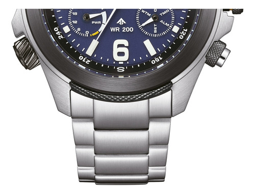 Relogio Citizen Jv1006-51l Land Series Promaster 35th Azul Correia Prateado Bisel Preto Fundo Azul-escuro
