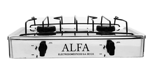 Estufa Parrilla 2 Quemadores De Gas Acero Inox Alfa Est-308a Color Plateado