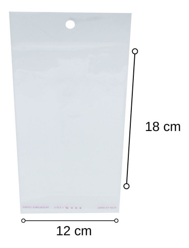 1000 Saquinhos Autocolante Bopp Com Furo - 12x18 Cm