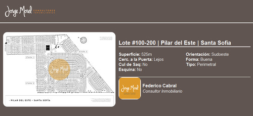 Lote Perimetral #100-200 - Pilar Del Este - Santa Sofia - 525m2 #id 24918