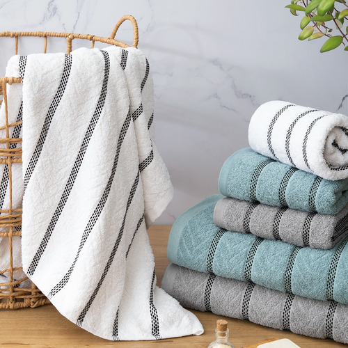 Juego De Toalla Y Toallon + Alfombra De Baño Premium Gris Street