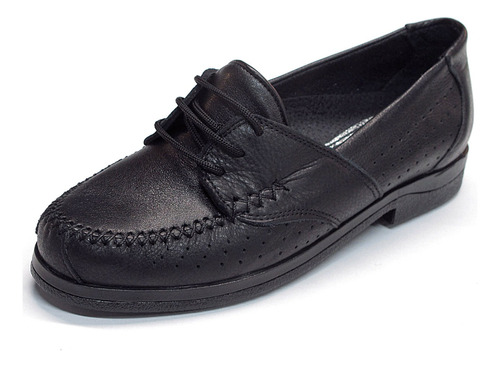 Mocasines Verano Perforados Acordonados Negros - Lauber