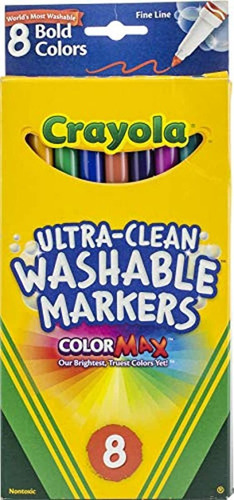 Crayola 8 count Marcadores Lavables Negrita Colores Punta