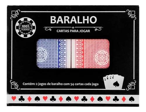 Jogo De Baralho Duplo 100% Plástico Estojo Cartas Laváveis Truco