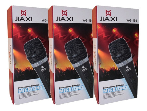 Kit 3 Microfones De Mão Com Fio Jiaxi Wg-198 + Frete Grátis 