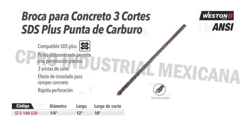 Broca Wp 3 Filos Sds Plus 1/4´´ X 12´´