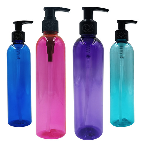 Envases Plasticos Colores 250 Ml Dosificador Negro X 6